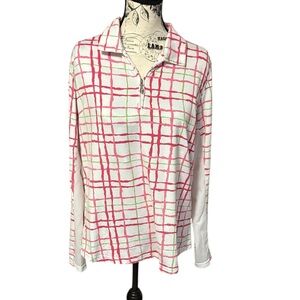 San Soleil Women’s UPF 50 Outdoors Sun Shirt Long Sleeve Plaid Size L